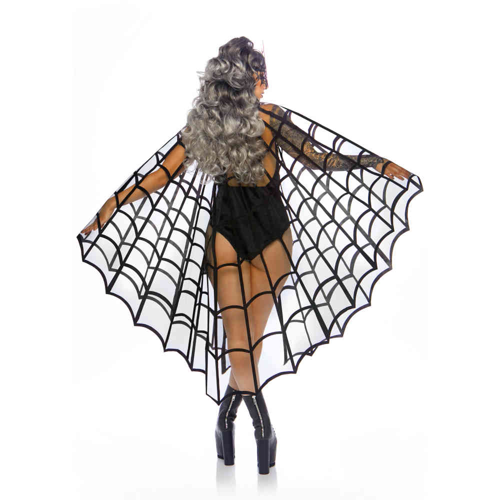 Leg Avenue - Velvet Flocked Web Cape - Noir